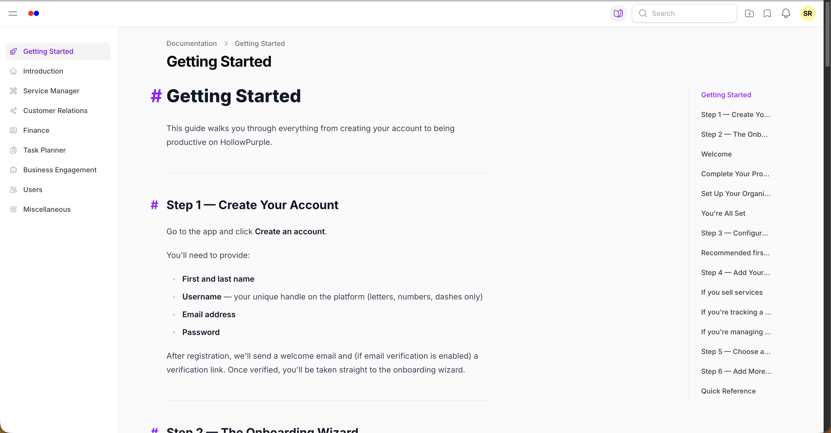 KB sidebar navigation