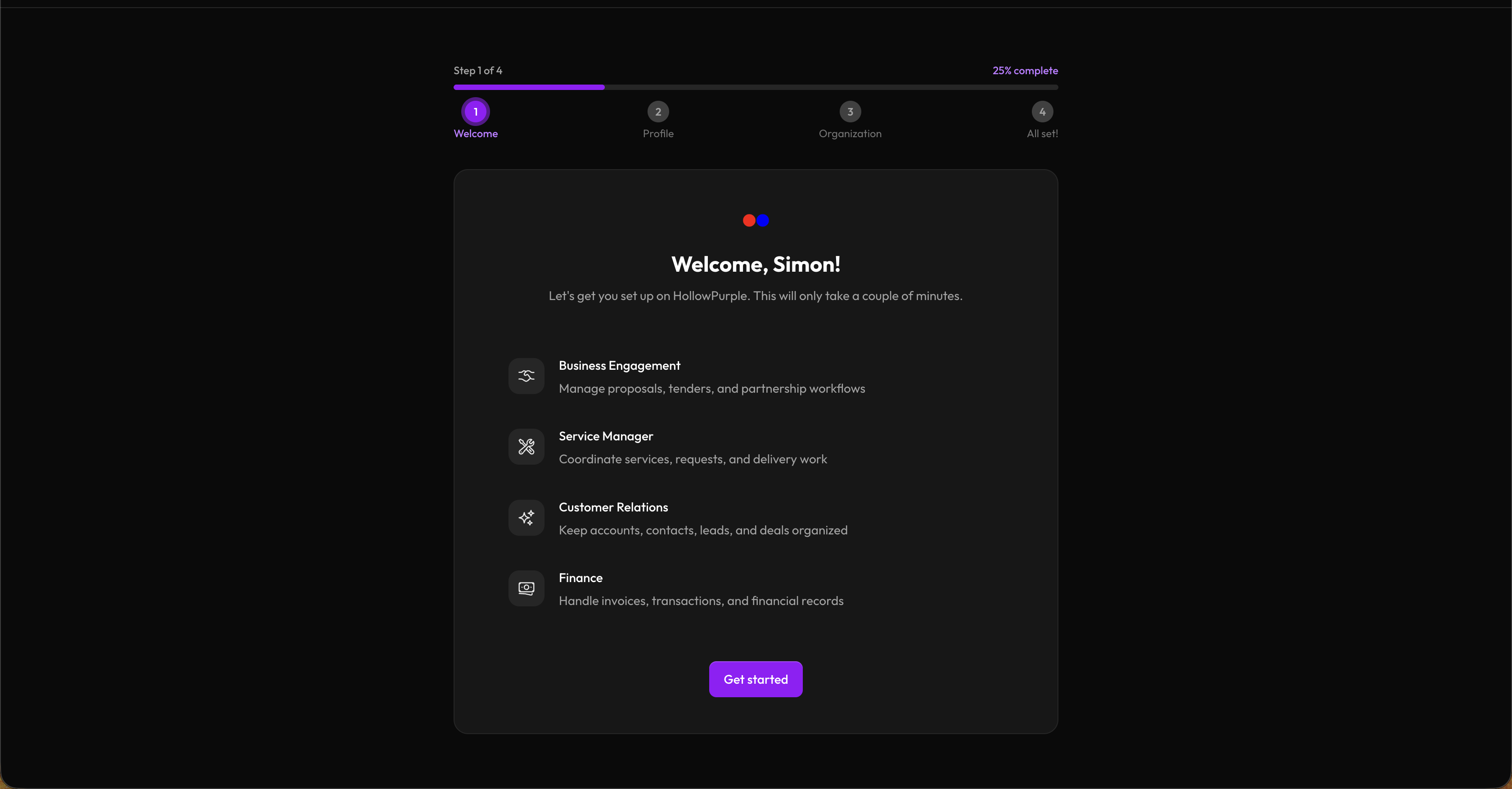 Onboarding welcome screen