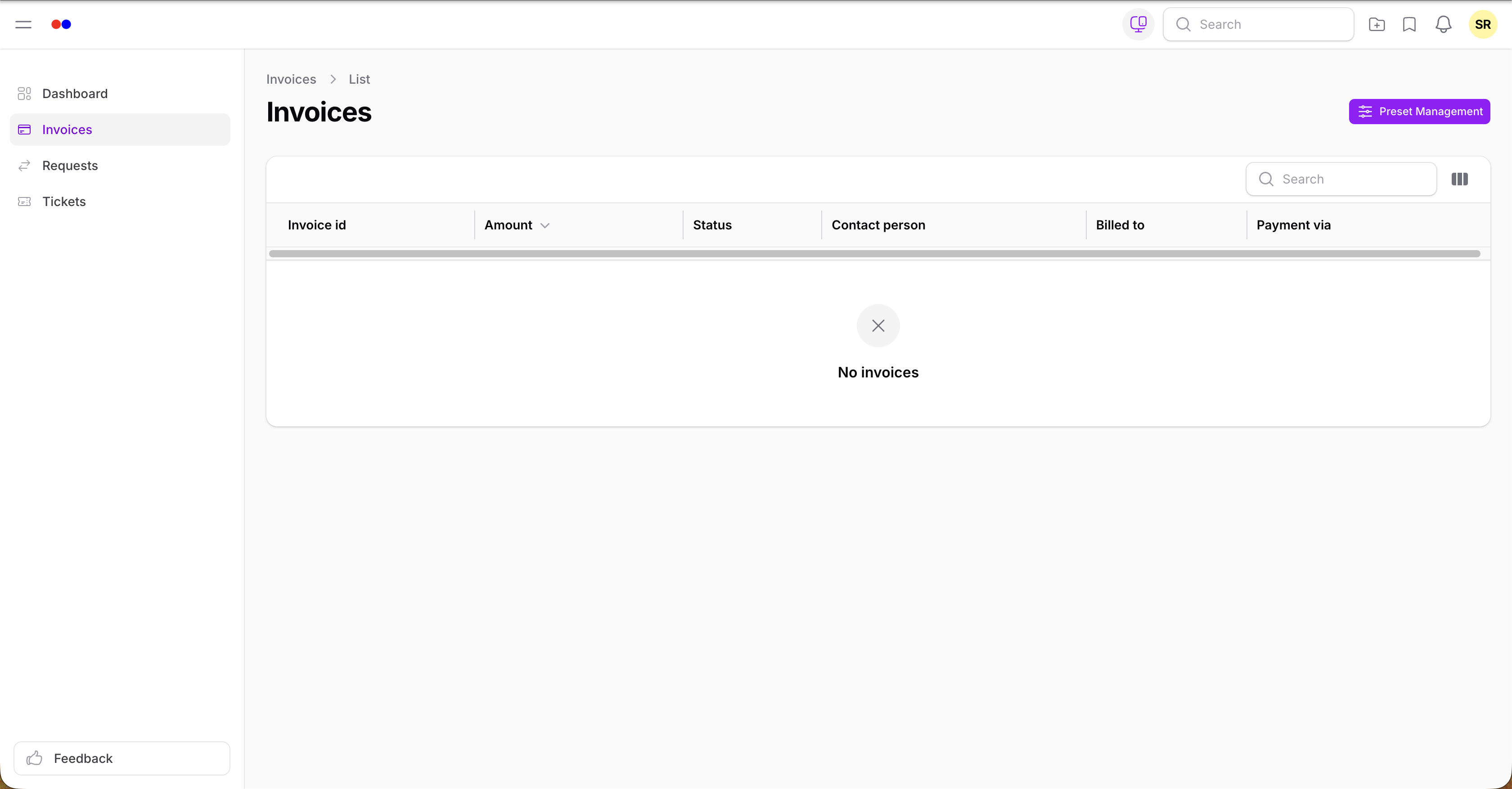 Client portal invoice view with online payment button