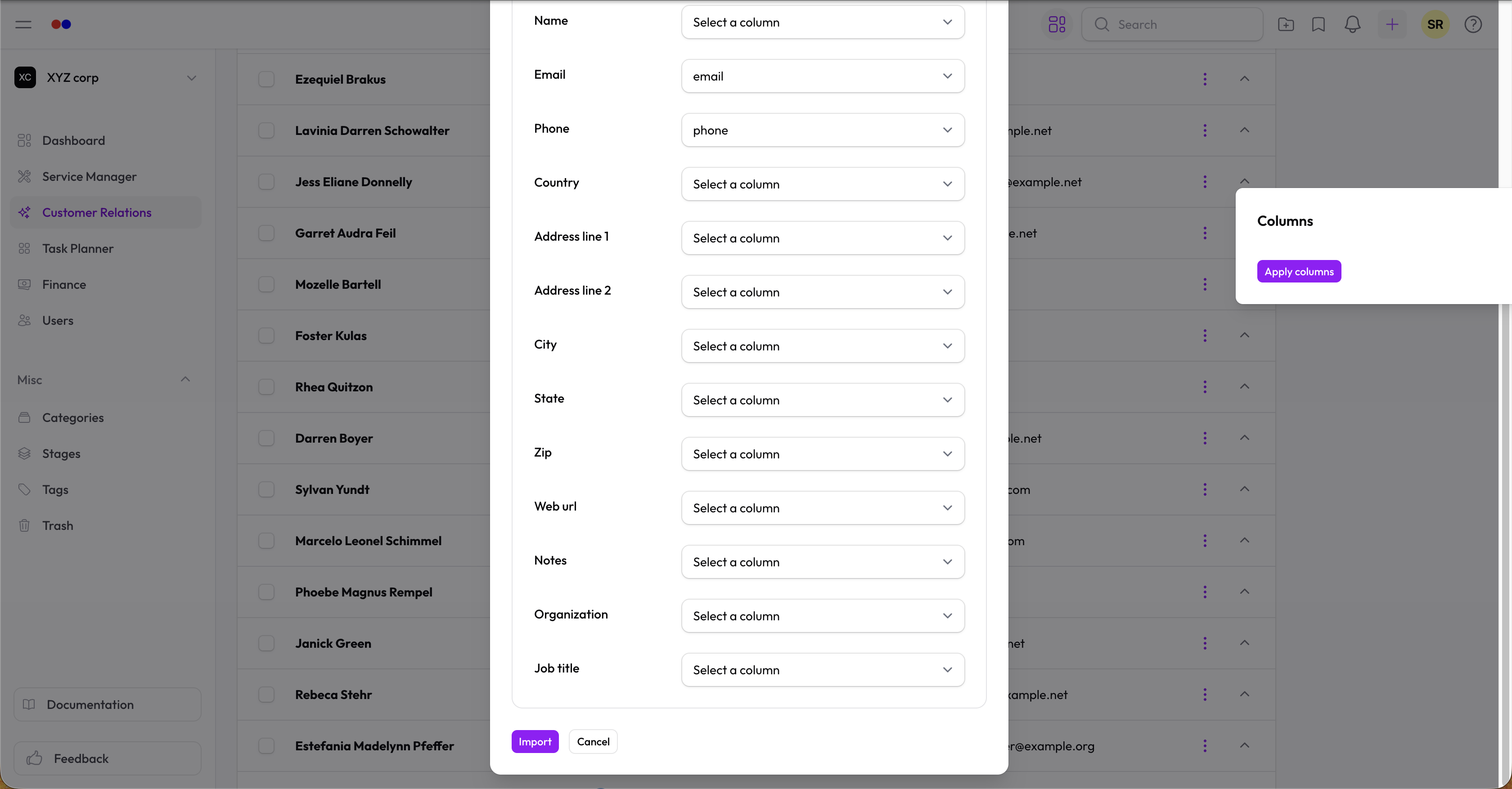 Import preview and confirm step